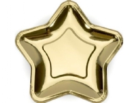 Bilde av Party Deco Tallerkener Star, Gull, 23cm, 6 Deler Universal (34683)