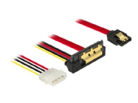 Delock - SATA-kabel - Serial ATA 150/300/600 - 4 pin intern effekt, SATA rak till SATA-kombination (R) vinklad nedåt - 30 cm