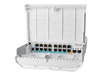 MikroTik netPower 15FR - Switch - 15 x 10/100 (passiv/revers PoE) + 2 x SFP + 1 x 10/100 (PoE-utgang) - veggmonterbar - PoE - DC-strøm PC tilbehør - Nettverk - Switcher