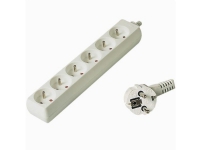 PremiumCord PP6-05, 5 m, Type E / F, Hvit, 6 AC-utganger, 250 V, 10 A