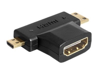 Delock – HDMI-delare – HDMI hona till mini-HDMI mikro-HDMI hane – svart