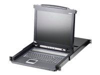 ATEN Slideaway CL1008M – KVM-konsol med omkopplare för tangentbord/video/mus – 8 portar – Sun PS/2 USB – 17 – kan monteras i rack – 1280 x 1024 @ 75 Hz – 250 cd/m² – 1000:1 – 5 ms – VGA – svart – 1U