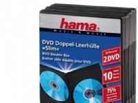 Hama DVD Slim Double-Box 10, Black, 2 disker, Sort PC-Komponenter - Harddisk og lagring - Medie oppbevaring