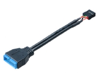 Akasa – Intern USB-adapter – 9-stifts USB-överdel (hona) till 19-stifts USB 3.0-kontakt (hane) – 10 m – svart