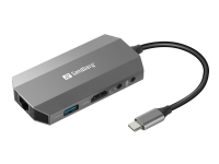 Sandberg USB-C 6-in1 Travel Dock – Dockningsstation – USB-C – HDMI – GigE
