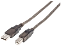 Manhattan 152389, 15 m, USB A, USB B, USB 2.0, Hankjønn/hankjønn, Sort