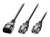 Lindy - Strømsplitter - IEC 60320 C14 til power IEC 60320 C13 - 2 m - formstøpt - svart PC tilbehør - Kabler og adaptere - Strømkabler
