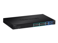 TRENDnet TPE 1620WSF - Switch - L2+ - smart - 16 x 10/100/1000 (PoE+) + 4 x delt Gigabit SFP - rackmonterbar - PoE+ (370 W) - TAA-samsvar PC tilbehør - Nettverk - Switcher