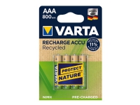 Varta Recharge Accu Recycled 56813 – Batteri 4 x AAA – NiMH – (uppladdningsbara) – 800 mAh