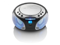 Lenco Boombox SCD-550 - Bærbar med discolyseffekt, FM-radio, USB-avspilling, Bluetooth, AUX-inngang, hodetelefonkontakt sølv (SCD-550) TV, Lyd & Bilde - Stereo - CD-Spillere