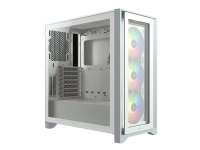 Corsair iCUE 4000X RGB – Miditower - ATX - ingen strømforsyning - Hvid - USB/Lyd PC-Komponenter - Skap og tilbehør - Alle skap