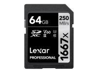 Lexar Professional – Flash-minneskort – 64 GB – Video Class V60 / UHS-II U3 / Class10 – 1667x – SDXC UHS-II