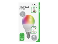 DELTACO SMART HOME – LED-glödlampa – E14 – 5 W (motsvarande 40 W) – klass F – RGB/varmt till kallt vitt ljus – 2700-6500 K