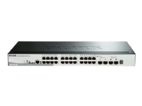 Produktfoto för D-Link SmartPro DGS-1510-28P - Switch - L3 - Administrerad - 24 x 10/100/1000 (PoE+) + 2 x Gigabit SFP + 2 x 10 Gigabit SFP+ - skrivbordsmodell, rackmonterbar - PoE+ (193 W)