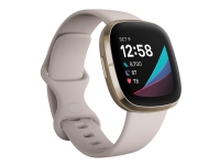 Bilde av Fitbit Sense - Bløt Rustfritt Stål I Gull - Smartklokke Med Bånd - Silikon - Månehvit - Båndbredde: S/l - Wi-fi, Nfc, Bluetooth