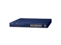 PLANET GSW-1820HP, Uhåndtert, Gigabit Ethernet (10/100/1000), Full tosidig, Strøm over Ethernet (PoE), Rack-montering, 1U
