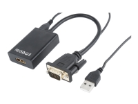 Cablexpert A-VGA-HDMI-01 - Video/lyd-adaptersett - svart - 1080p-støtte, aktivt brikkesett PC tilbehør - Kabler og adaptere - Adaptere