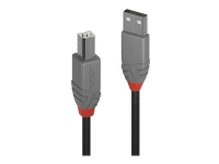 Lindy Anthra Line - USB-kabel - USB (han) til USB Type B (han) - USB 2.0 - 3 m - rund - sort PC tilbehør - Kabler og adaptere - Datakabler