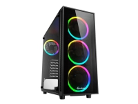 Sharkoon TG4 RGB – Tower – ATX – inget nätaggregat – svart RGB – USB/ljud