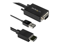 StarTech.com 3m VGA to HDMI Converter Cable with USB Audio Support & Power, Analog to Digital Video Adapter Cable to connect a VGA PC to HDMI Display, 1080p Male to Male Monitor Cable - Supports Wide Displays (VGA2HDMM3M) - Adapterkabel - USB, HD-15 (VGA) hann til HDMI hann - 3 m - svart - aktiv, 1080p-støtte, USB-strøm + lyd