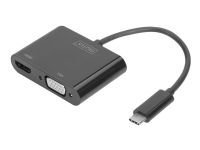 DIGITUS - Ekstern videoadapter - USB-C 3.1 - HDMI, VGA - svart PC-Komponenter - Skjermkort & Tilbehør - USB skjermkort