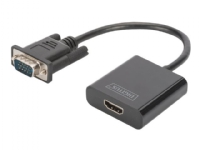 DIGITUS DA-70473 - Video adapter - HD-15 (VGA) hann til HDMI hunn - 15 cm - svart - 1080p-støtte PC tilbehør - Kabler og adaptere - Adaptere