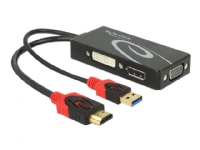 Delock - Videokonverter - HDMI - DVI, DisplayPort, VGA - svart - løsvekt PC tilbehør - Kabler og adaptere - Videokabler og adaptere