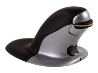 Fellowes Penguin Large - Vertikal mus - høyre- og venstrehåndet - laser - trådløs - 2.4 GHz - USB trådløs mottaker - svart, sølv