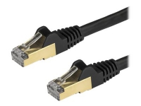 StarTech.com 50cm CAT6A Ethernet Cable, 10 Gigabit Shielded Snagless RJ45 100W PoE Patch Cord, CAT 6A 10GbE STP Network Cable w/Strain Relief, Black, Fluke Tested/UL Certified Wiring/TIA - Category 6A - 26AWG (6ASPAT50CMBK) - Koblingskabel - RJ-45 (hann) 
