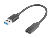 Lanberg - USB-adapter - USB-type A (hann) til 24 pin USB-C (hunn) - USB 3.1 Gen1 OTG - 15 cm - svart PC tilbehør - Kabler og adaptere - Datakabler