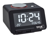 TFA Homtime - Alarmklokke - elektronisk - skrivebord - svart Elektrisitet og belysning - Liten strøm - Klokker og vekkerklokker