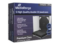 MediaRange - CD-cover - kapasitet: 2 CD/DVD - svart, gjennomsiktig (en pakke 5) PC-Komponenter - Harddisk og lagring - Medie oppbevaring