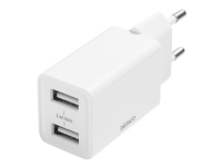 Bilde av Deltaco Usb-ac174 - Strømadapter - 12 Watt - 2.4 A - 2 Utgangskontakter (2 X Usb) - Hvit