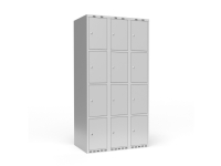 Garderobeskab 3x400 mm Lige tag 4 rum i højden Rød dør Cylinderlås