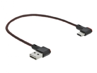 Delock Easy – USB-kabel – USB (hane) vänster-/högervinklad vändbar till USB-C (hane) vänster-/högervinklad vändbar – 20 cm – svart