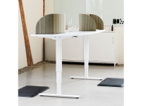 Hæve-sænkbart mødebord DNA, Bøg 2600x1200 mm bådformet, Hvid understel