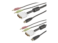 Bilde av Startech.com 6 Ft 4-in-1 Usb Dvi Kvm Cable With Audio And Microphone - Dvi Kvm Cable - Usb Kvm Cable - Kvm Switch Cable (usbdvi4n1a6) - Tastatur/video/mus/lyd-forlengelseskabel - Usb, Mini-phone Stereo 3.5 Mm, Dvi-i Til Mini-phone Stereo 3.5 Mm, Usb-type 