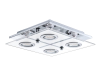 Eglo Cabo - Taklampe - LED-lyspære x 4 - GU10 - 3 W (ekvivalent 23 W) - klasse A+ - varmt hvitt lys - 3000 K - hvit, krom, blank, atlask
