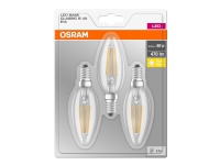 OSRAM – LED-glödlampa med filament – form: B35 – klar finish – E14 – 4 W (motsvarande 40 W) – klass E – varmt vitt ljus – 2700 K (paket om 3)