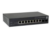 LevelOne GEP-1051 – Switch – smart – 8 x 10/100/1000 (PoE+) + 2 x Gigabit SFP – skrivbordsmodell rackmonterbar – PoE+ (70 W)