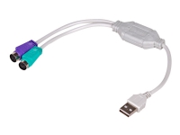 Akyga – Adapter för tangentbord/mus – PS/2 (hona) till USB (hane) – 25 cm – vit
