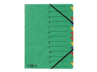 Pagna Easy - Klassifikasjonsmappe - 12 rom - 12 deler - fortrykt: 1-12 - grønn Arkivering - Elastikmapper & Chartekker - Sortering av mapper