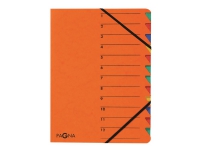 Pagna Office Easy - Klassifikasjonsmappe - 12 rom - 12 deler - bokryggbredde: 5 mm - for A4 - med fliker - oransje Arkivering - Elastikmapper & Chartekker - Sortering av mapper