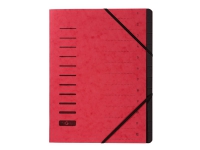 Pagna Office - Klassifikasjonsmappe - 12 rom - 12 deler - bokryggbredde: 5 mm - for A4 - med fliker - rød Arkivering - Elastikmapper & Chartekker - Sortering av mapper