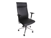 Avistron Bern – Stol – ergonomisk – högsvart – armstöd – svängtapp – aluminium läder – elegant svart
