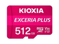 KIOXIA EXCERIA PLUS – Flash-minneskort (microSDXC till SD-adapter inkluderad) – 512 GB – A1 / Video Class V30 / UHS-I U3 / Class10 – mikroSDXC UHS-I