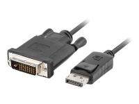 Lanberg – Adapterkabel – dubbel länk – DisplayPort (hane) till DVI-D (hane) – DisplayPort 1.2 – 1.8 m – tumskruvar stöd för 1080p – svart