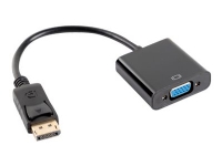 Lanberg - Video adapter - DisplayPort (hann) til HD-15 (VGA) (hunn) - DisplayPort 1.1a - 20 cm - svart PC tilbehør - Kabler og adaptere - Adaptere