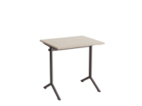Bord Atlas 1130, 700x600mm, lyddæmpende eg højtrykslaminat, rødt stel
