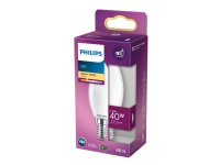 Philips – LED-glödlampa – form: B35 – glaserad finish – E14 – 4.3 W (motsvarande 40 W) – klass F – varmt vitt ljus – 2700 K